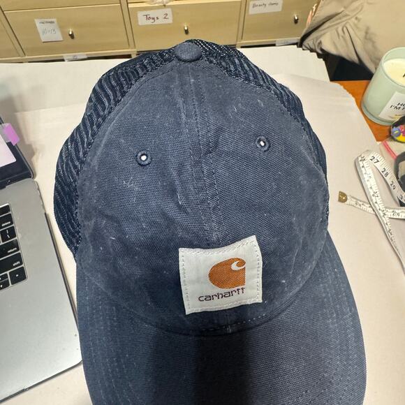 Carhartt Hat Men’s Navy Blue mesh Snapback Casual Cap One Size - Picture 8 of 10
